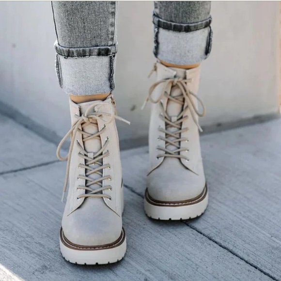 Brand new oasis society marissa faux suede lace up boot - Taupe/Beige (Size 8) - Picture 2 of 11